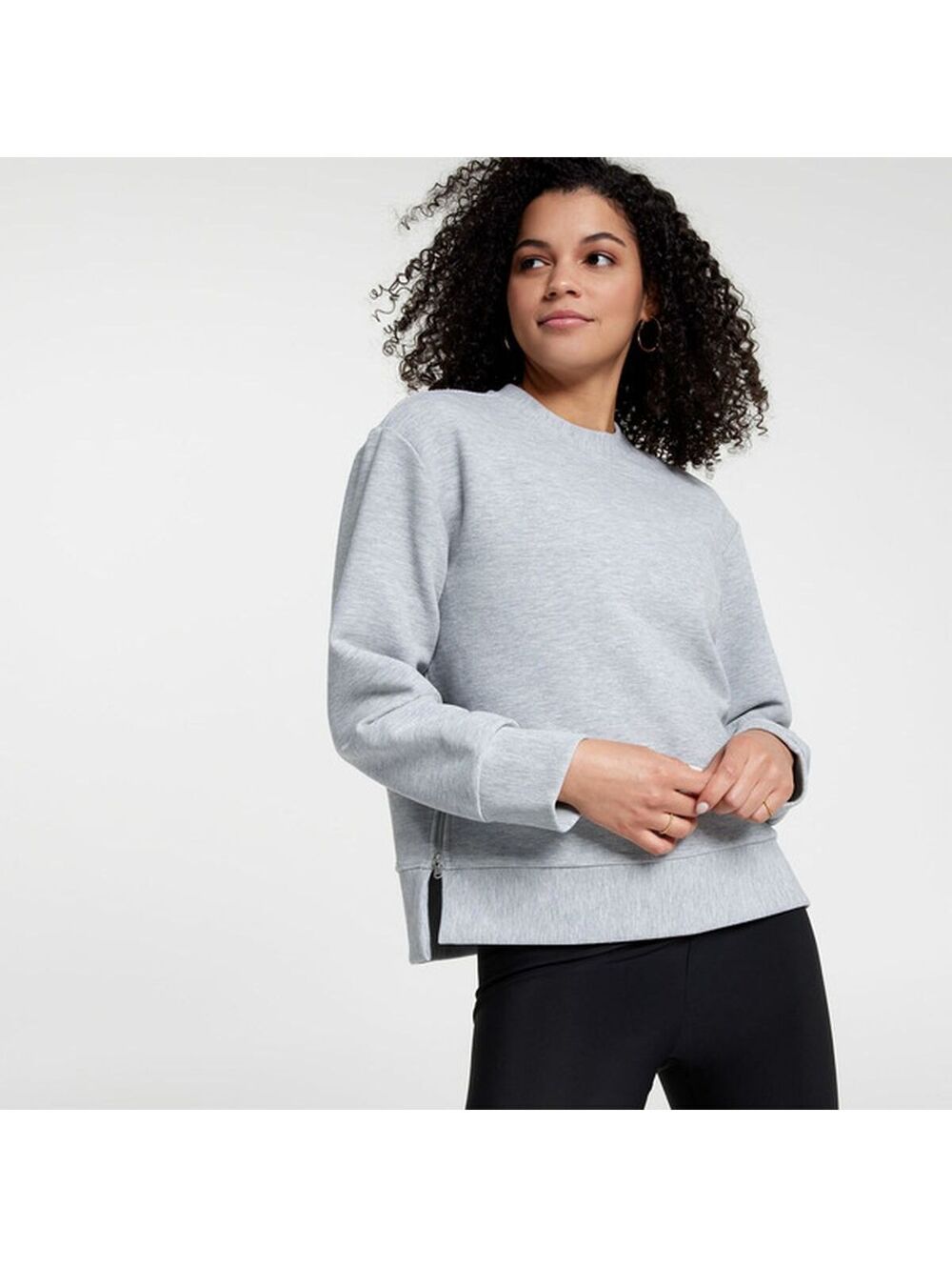 Calia Ottoman Zip Side Sweatshirt Gray Long Sleeve Pullover Size Small